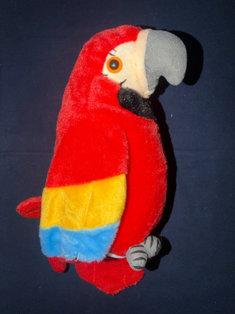 Plush Parrot Bird Toy - Red, Yellow & Blue